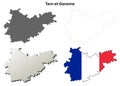 Tarn-et-Garonne, Midi-Pyrenees outline map set