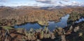 Tarn Hows near Coniston elevated panorama Royalty Free Stock Photo