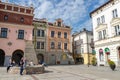 Tarnow, Malopolskie / Poland - May, 1, 2019: Market square and historic tenement houses. Center of the city in central Poland