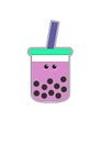 Taro Boba Ice Drink Sticker Design