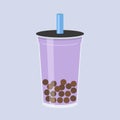 Taro Bubble tea, Pearl milk tea vector illustration Royalty Free Stock Photo