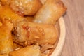 Taro Deep fried spring roll on plate Royalty Free Stock Photo