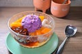 Taro ice cream jelly mango peach dessert Royalty Free Stock Photo