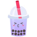 Taro milk tea, Bubble tea vector illustration