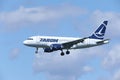 TAROM Airbus A318-100 YR-ASD approaching the airport Royalty Free Stock Photo