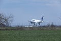 TAROM Airbus A318-100 YR-ASD landing on runway Royalty Free Stock Photo