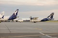 Tarom and Blue Air airline plane on the Henri Coanda Airport