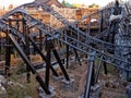 Intricate tracks of launched roller coaster Taron Royalty Free Stock Photo
