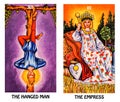 Tarot Birth Card Hanged Man / Empress Royalty Free Stock Photo