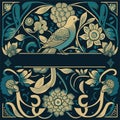 Tarot card with a Bird foliage in the middle. Astrology arcana cards or occult ritual vector illustration.