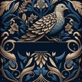 Tarot card with a Bird foliage in the middle. Astrology arcana cards or occult ritual vector illustration.