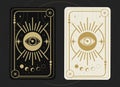 Tarot card concept set in black and white colors. Moon, stars and magical eye symbols. Tarot symbolism Royalty Free Stock Photo