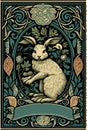 Tarot card easter bunny concept in the middle. Astrology arcana cards or occult ritual vector illustration.