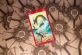 Tarot card Eight of Wands. Dragon tarot deck. Esoteric background.