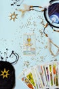 Tarot card major arcana the star top view flat lay