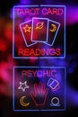 Tarot Card and Psychic Readings Neon Sign Composite Photograph