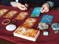 Tarot card reading eight of wands wheel of fortune teller astrologer divination selected focus