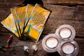 Tarot cards amd other accessories Royalty Free Stock Photo