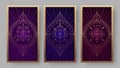 Tarot cards back set with mystical symbols Royalty Free Stock Photo