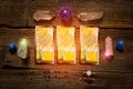 Tarot cards on a board Royalty Free Stock Photo