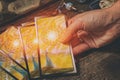 Tarot cards on a board Royalty Free Stock Photo