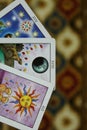 Tarot cards with crystal - Composition of esoteric objects