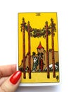 4 Four of Wands Tarot Card  Stability Prosperity Success Homecoming Reunions Welcome Celebrations Parties Royalty Free Stock Photo