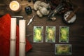 Tarot cards. Fortune teller. Divination. Witch doctor. Royalty Free Stock Photo