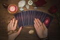 Tarot cards deck. Future reading. Fortune teller. The psychic. Royalty Free Stock Photo