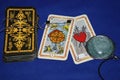 Tarot cards glasses landscape Royalty Free Stock Photo