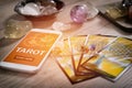 Tarot cards and mobile phone Royalty Free Stock Photo