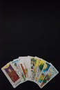 Tarot cards placed on the bottom of the image. Royalty Free Stock Photo