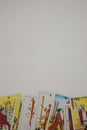 Tarot cards on the white surface with text space Royalty Free Stock Photo