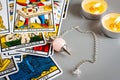 Tarot de Marseille and divinatory pendulum Royalty Free Stock Photo