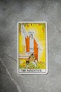 Tarot. I, 1, one. The Magician. Esoteric tarot cards for divination on a gray marble background Royalty Free Stock Photo