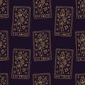 Tarot The Lovers seamless pattern. Logo or label, magic cards reader, hand-drawn sketch brush simple minimal print for