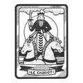 Tarot playing card chariot sketch vector