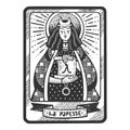 Tarot playing card High Priestess sketch vector