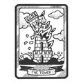 Tarot playing card Tower sketch raster Royalty Free Stock Photo