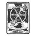 Tarot playing card wheel of fortune sketch vector