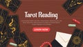Tarot reading top view vector banner