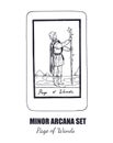 Tarot set. Vector hand drawn Minor Arcana . Page of Wands