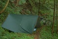 Tarp camping at forest