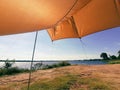 tarp flysheet and lake view