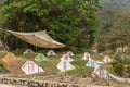 Tarp over Family graves at Chao Pho Khao Chalak Cemetery, Bang Phra, Thailand Royalty Free Stock Photo