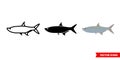 Tarpon fish icon of 3 types color, black and white, outline. Isolated vector sign symbol