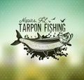 Tarpon Fishing emblem on blur background Royalty Free Stock Photo