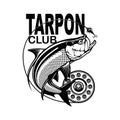 Tarpon Fishing emblem isolated on white background Royalty Free Stock Photo