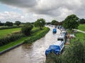 TARPORLEY, CHESHIRE/UK - SEPTEMBER 16 : Narrow Boats Moored along the Shropshire Union Canal at Tarporley in Cheshire on Royalty Free Stock Photo