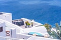 A tarrace with view of Aegean Sea in Fira. Santorini Royalty Free Stock Photo